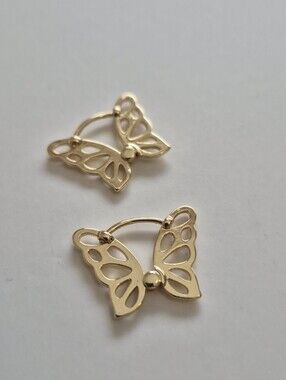 Delicate Gold Butterfly Hoop Earrings